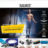 Aolikes Adjustable High Speed Steel Skipping Jump Rope Dual Bearings Gym Boxing - Blue - Side View