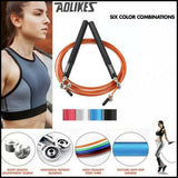 Aolikes Adjustable High Speed Steel Skipping Jump Rope Dual Bearings Gym Boxing - Orange - Front View