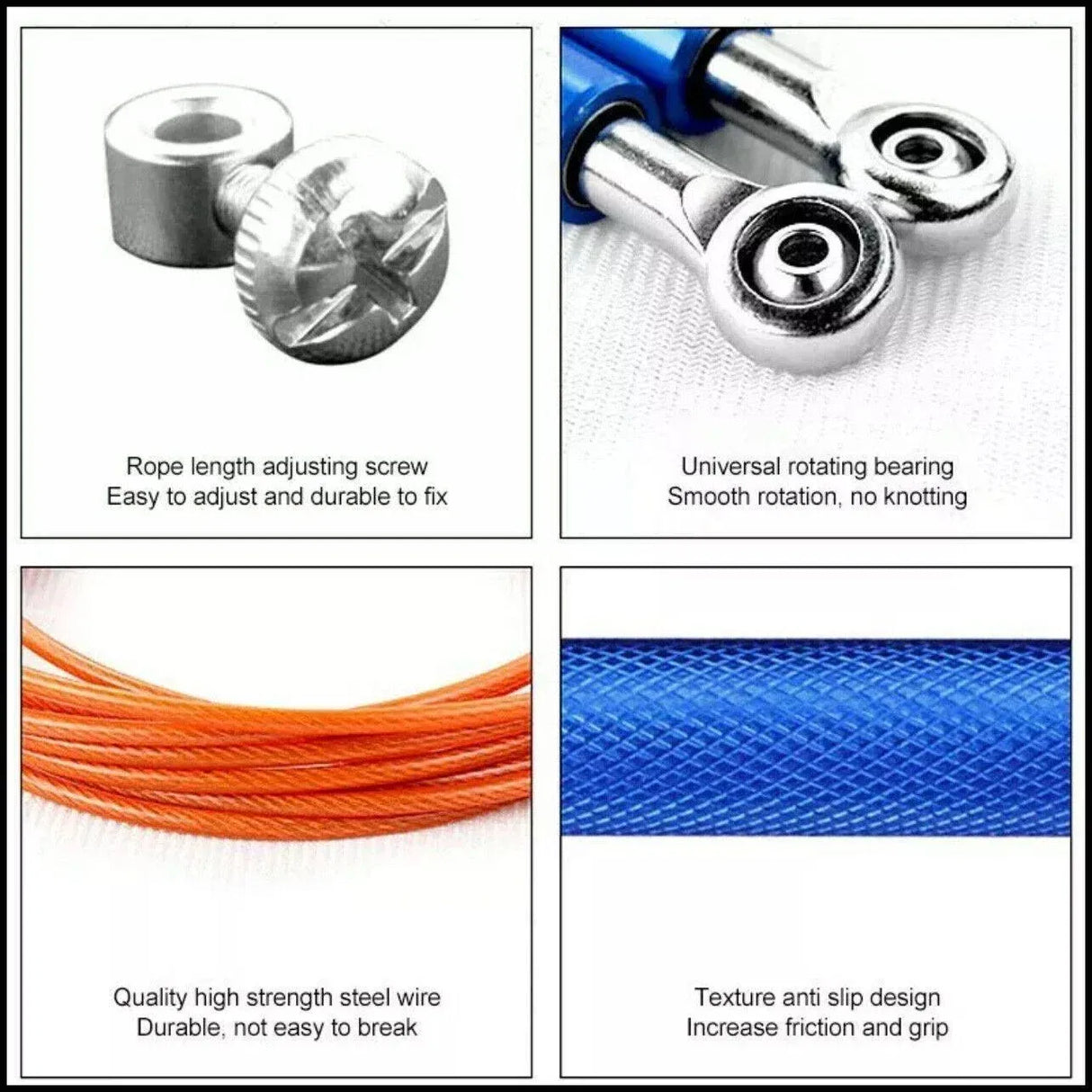 Aolikes Adjustable High Speed Steel Skipping Jump Rope Dual Bearings Gym Boxing - Orange
