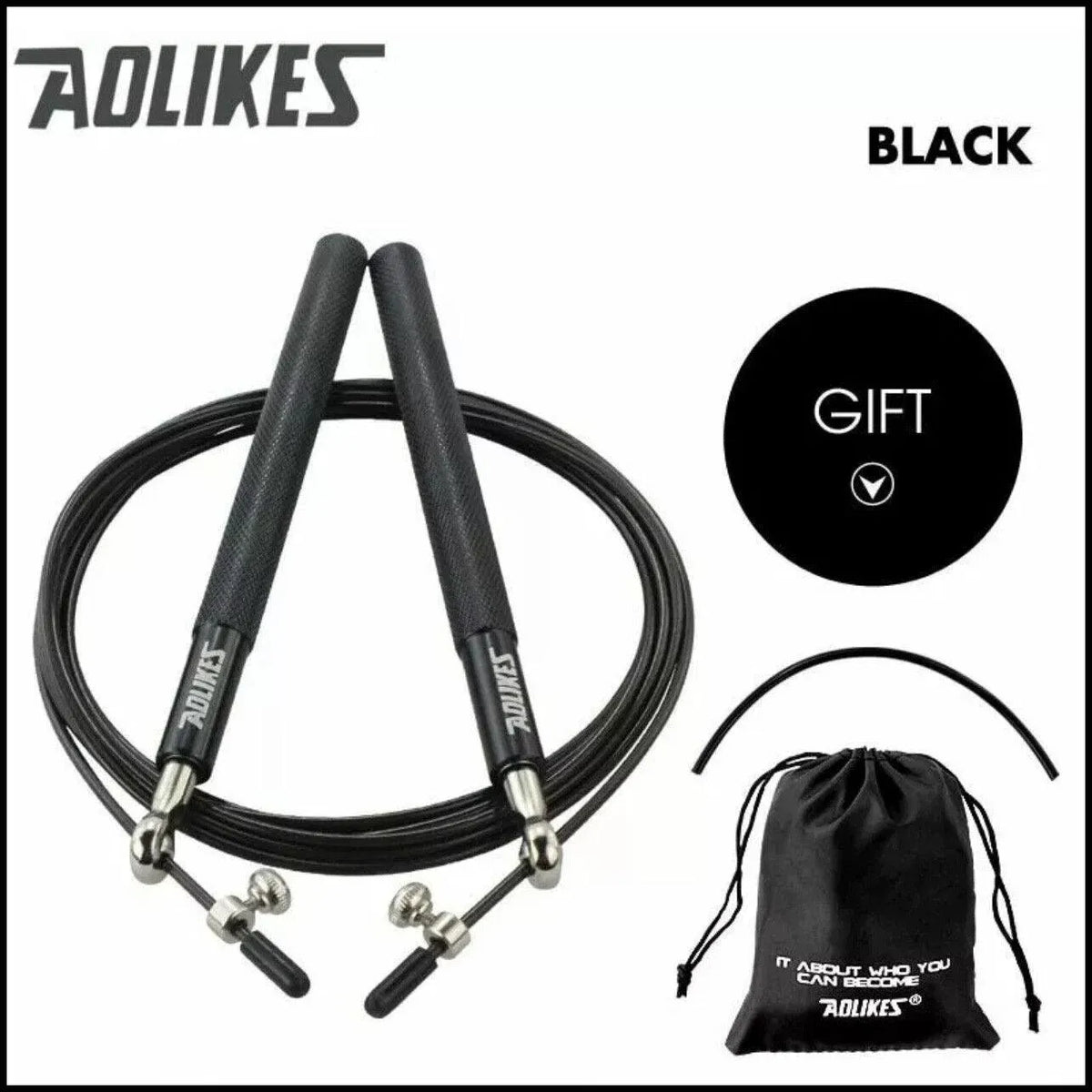 Aolikes Adjustable High Speed Steel Skipping Jump Rope Dual Bearings Gym Boxing - Orange