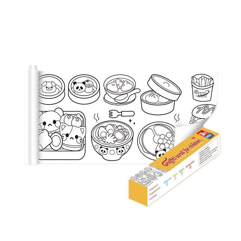 3M DIY Colouring Paper Roll with 12 Colour Pencils Cartoon Doodle Set - Animal world (With 12PCS Colored Pencils)