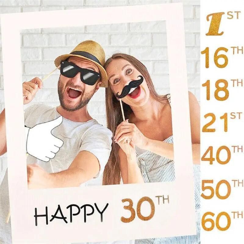 1Th 18Th-60Th Photo Booth Props Picture Frame Wedding Birthday Party Decoration - Happy 50TH