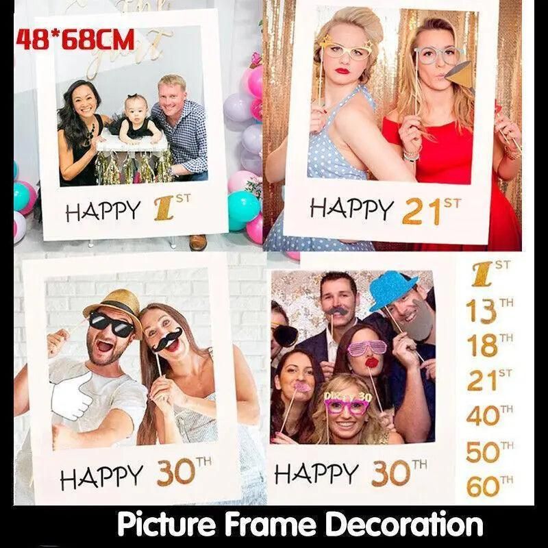 1Th 18Th-60Th Photo Booth Props Picture Frame Wedding Birthday Party Decoration - Happy 60TH