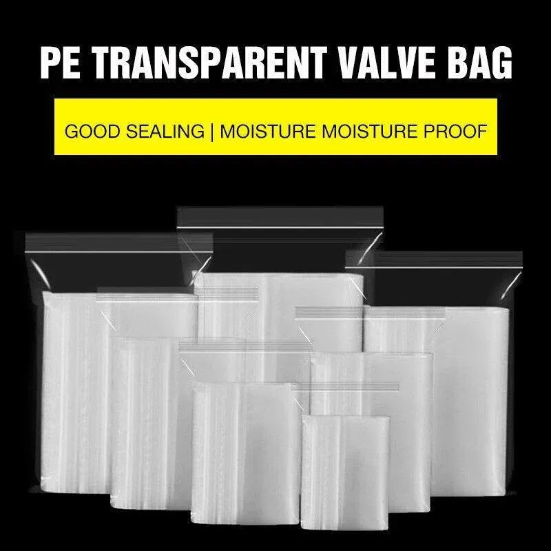 100PCS 100micron Bulk Clear Resealable PE Plastic Zip Bags - 5*7CM