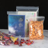 100PCS 100micron Bulk Clear Resealable PE Plastic Zip Bags - 10*20CM - Close-Up Angle