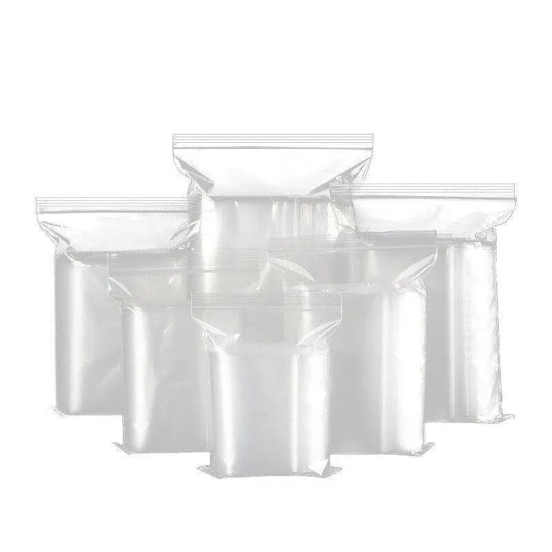 100PCS 100micron Bulk Clear Resealable PE Plastic Zip Bags - 11*16CM