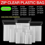 100PCS 100micron Bulk Clear Resealable PE Plastic Zip Bags - 20*28Cm - Front View