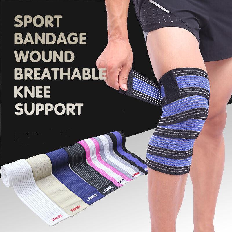 Sports Gym Bandage Wrap Compression Strap Wrist Knee Leg Ankle Elbow Band 180Cm - Black