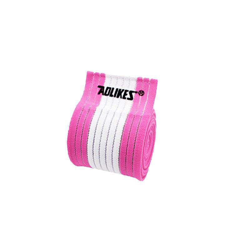 Sports Gym Bandage Wrap Compression Strap Wrist Knee Leg Ankle Elbow Band 180Cm - White+Pink