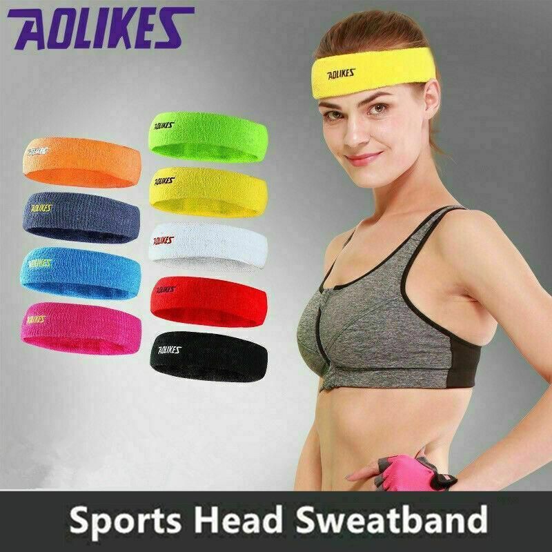 Aolikes Headbands Sweatband Cotton Hair Gym Yoga Stretch Sport Sweat Band - Green