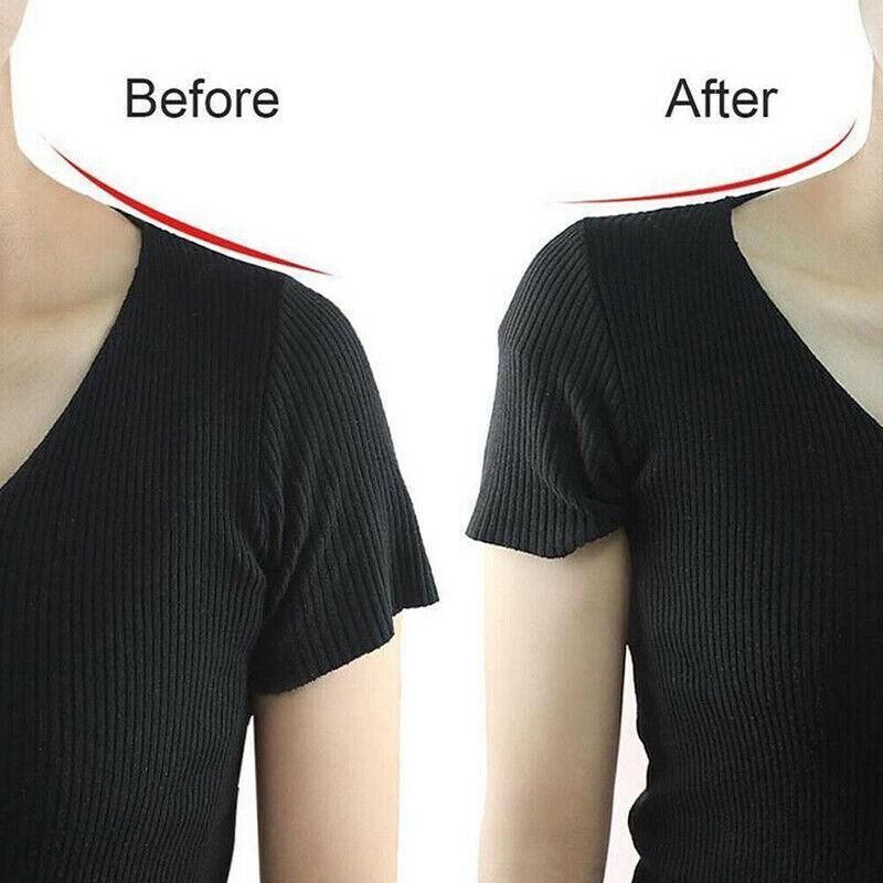 2Pcs Soft Anti-Slip Invisible Shoulder Pads Naturally Increased Silicone /Sponge - Black (Sponge)