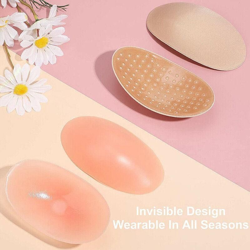 2Pcs Soft Anti-Slip Invisible Shoulder Pads Naturally Increased Silicone /Sponge - Beige (Silicone)