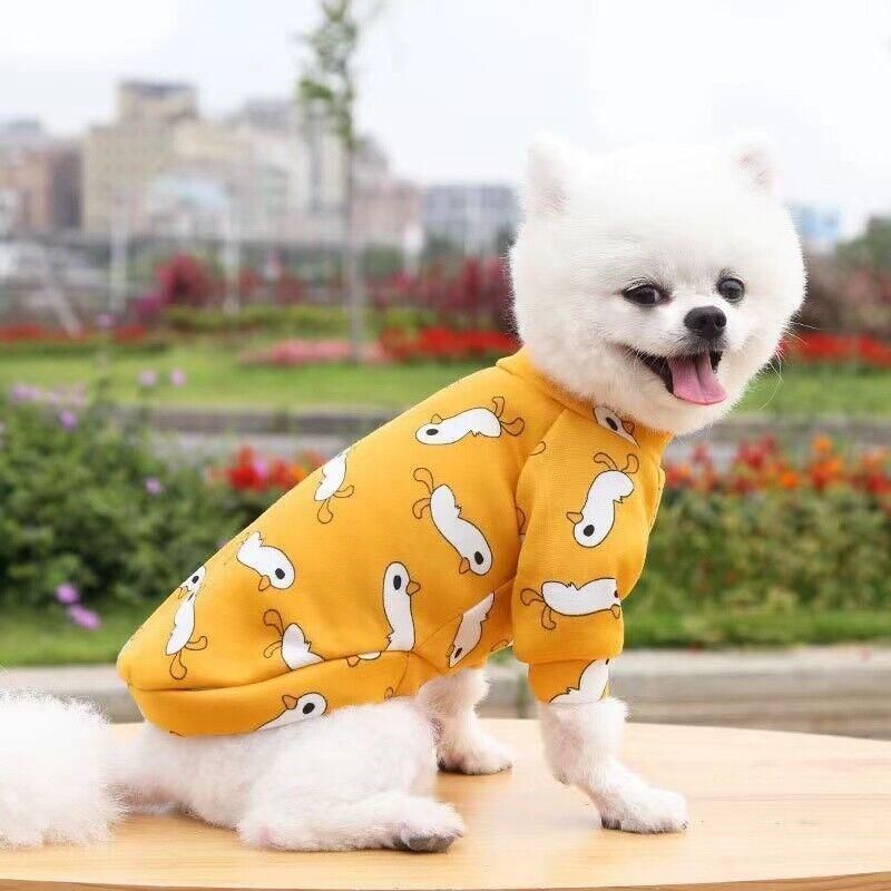 L Size Cute Pet Dog Warm Jumper Sweater Clothes Puppy Cat Knitwear Knitted Coats Winter - Yellow Duck
