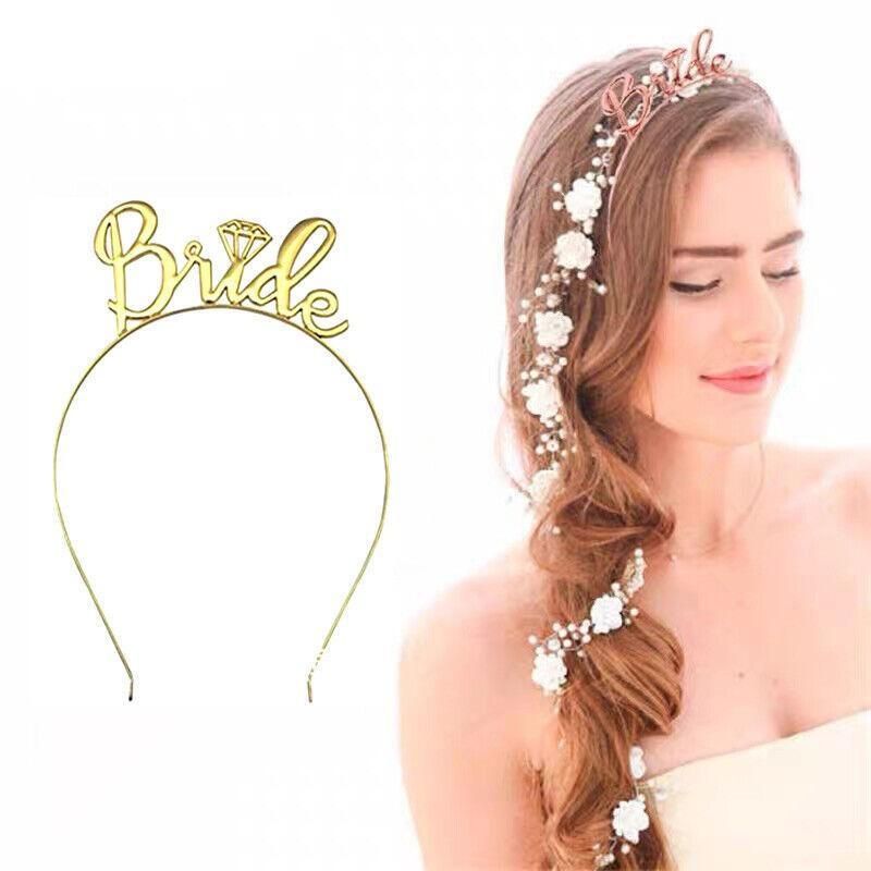 Bride To Be Hen Veil Sash Tiara Hens Night Bridal Shower Kitchen Tea Accessories - Gold Sash