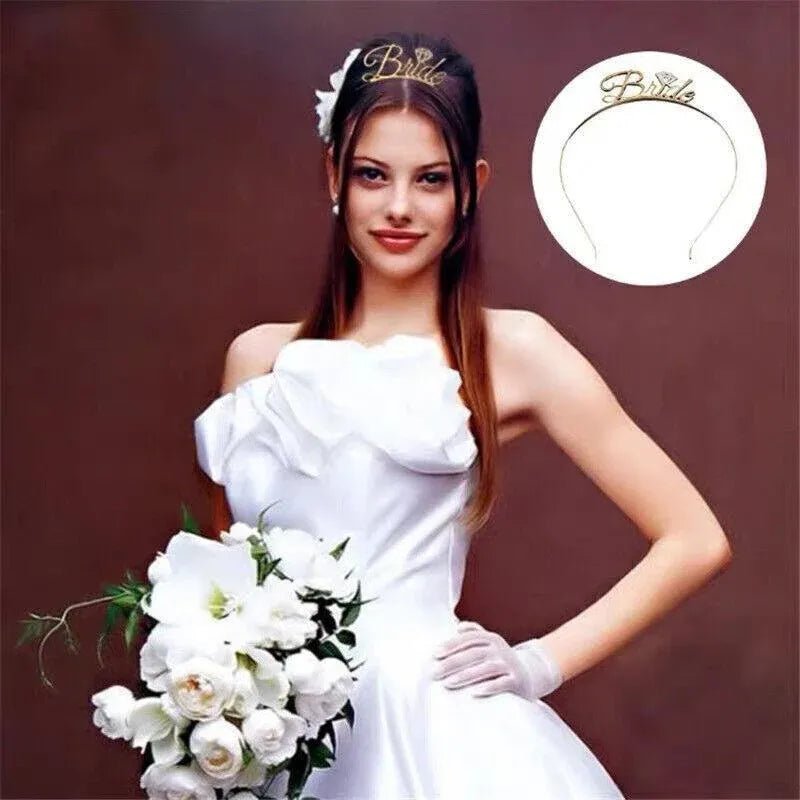 Bride To Be Hen Veil Sash Tiara Hens Night Bridal Shower Kitchen Tea Accessories - Gold Sash