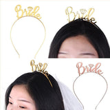 Bride To Be Hen Veil Sash Tiara Hens Night Bridal Shower Kitchen Tea Accessories - Gold Sash - Rear View