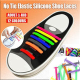 No Tie Elastic Silicone Shoe Laces 16PCS Shoelaces for Sneakers and Runners - White 16PCS