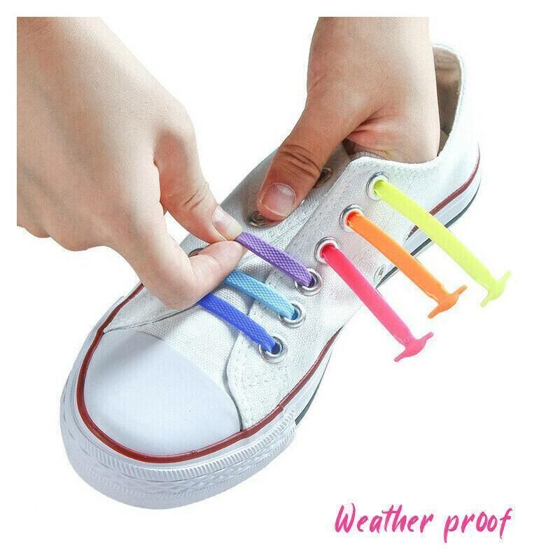 No Tie Elastic Silicone Shoe Laces 16PCS Shoelaces for Sneakers and Runners - White 16PCS