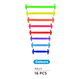 No Tie Elastic Silicone Shoe Laces 16PCS Shoelaces for Sneakers and Runners - Colours 16PCS