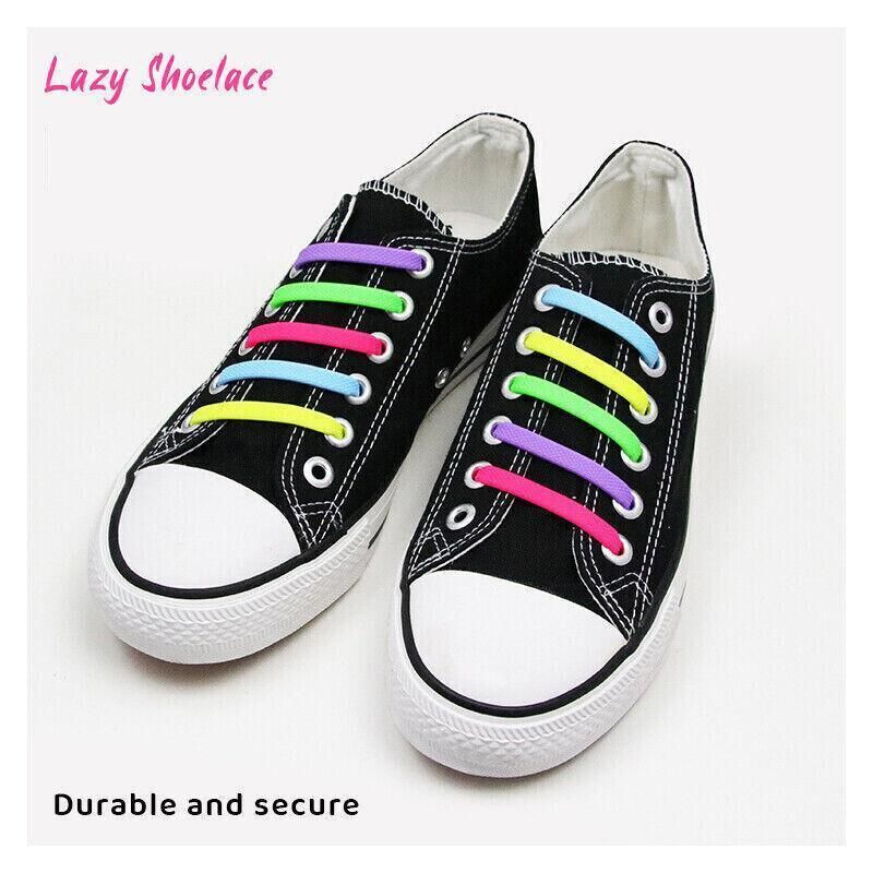 No Tie Elastic Silicone Shoe Laces 16PCS Shoelaces for Sneakers and Runners - Brown 16PCS
