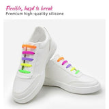 No Tie Elastic Silicone Shoe Laces 16PCS Shoelaces for Sneakers and Runners - Brown 16PCS