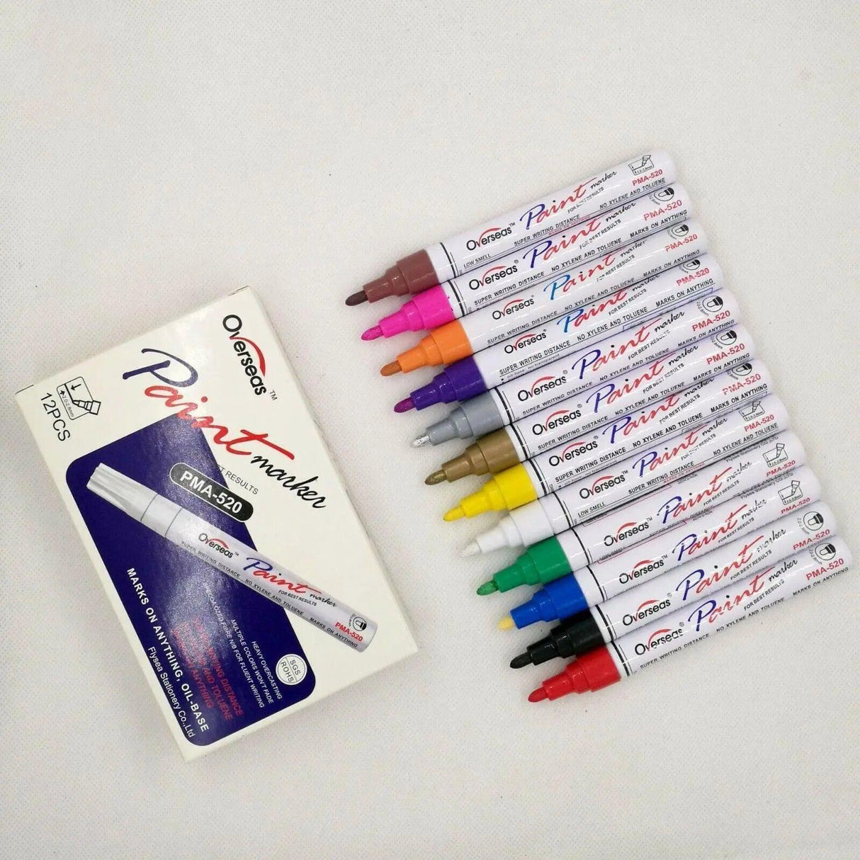 Multicolour Permanent Paint Marker Pens for Tyre Metal Glass Rubber - White