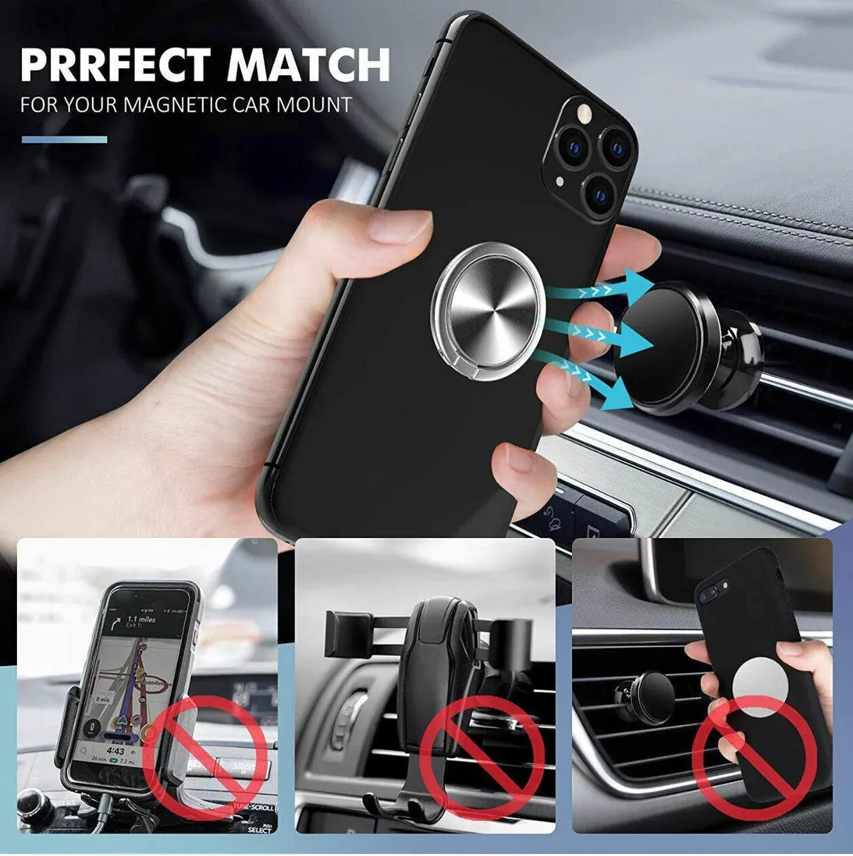 Iring Phone Ring Finger Holder Stand Car Mount Hook For Iphone Ipad Mobile Grip - C- Orange
