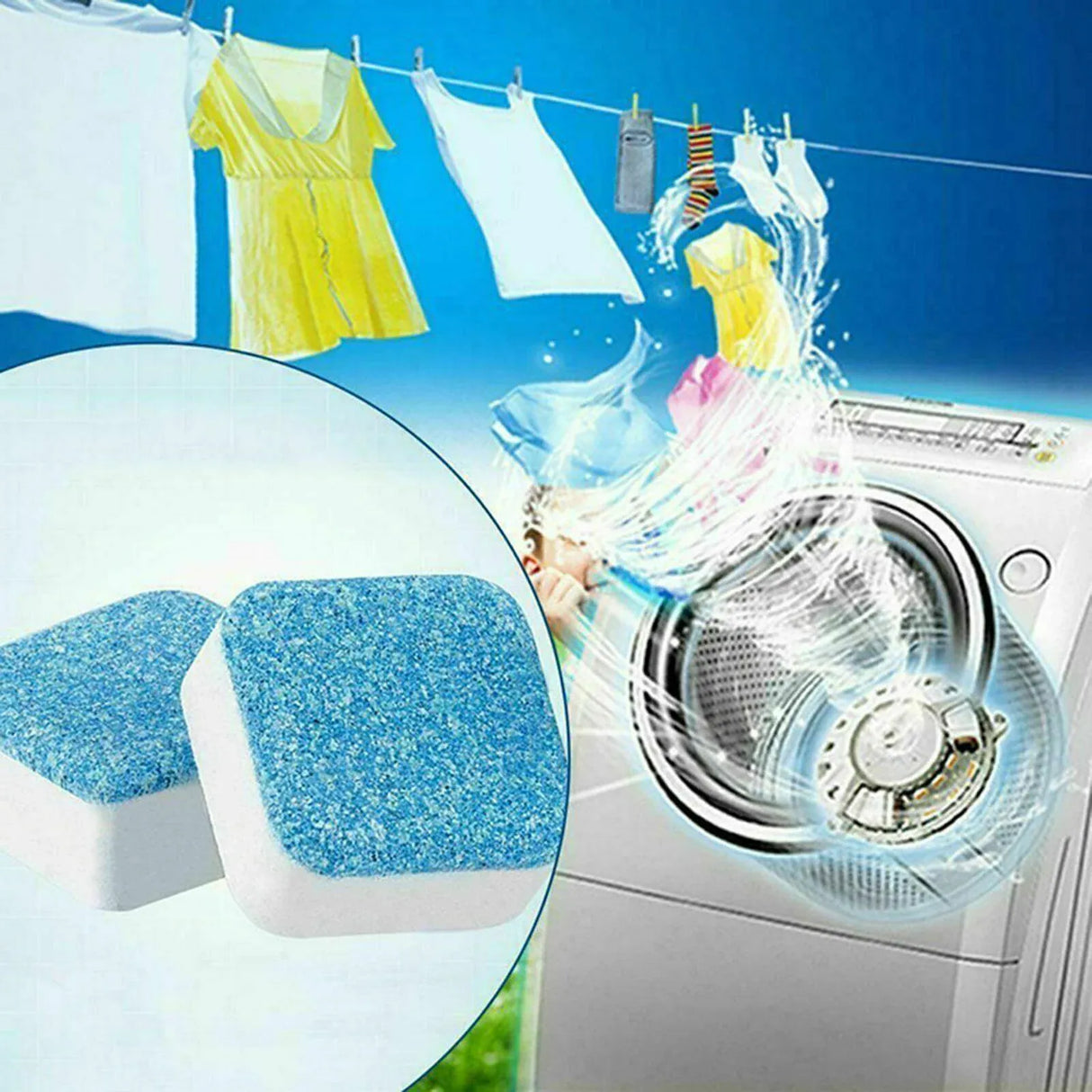6-48 Pcs Washing Machine Effervescent Tub Bomb Cleaner Remover Deodorant Clean - 6 PCS
