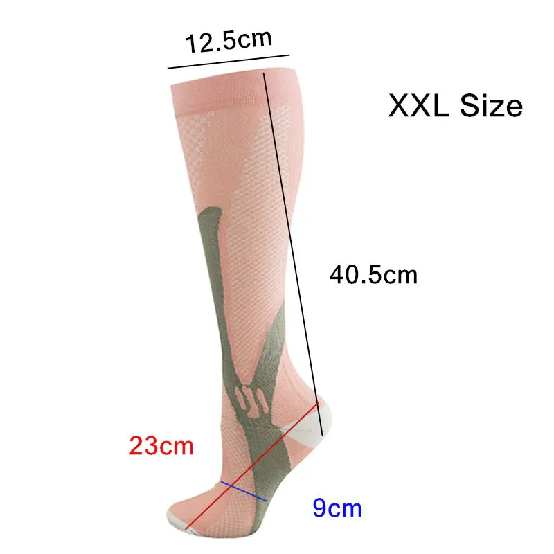 Copper Compression Socks for Running Travel Sports Anti Fatigue Support XXL Unisex - Black