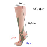 Copper Compression Socks for Running Travel Sports Anti Fatigue Support XXL Unisex - Pink - Top-Down View