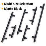 Silver Kitchen Cabinet Door Handles Matte Black Stainless Steel Door Drawer Pull T Bar - 350mm/224mm - Extra Image