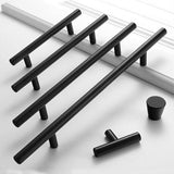 Silver Kitchen Cabinet Door Handles Matte Black Stainless Steel Door Drawer Pull T Bar - 350mm/224mm