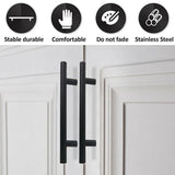Silver Kitchen Cabinet Door Handles Matte Black Stainless Steel Door Drawer Pull T Bar - 350mm/224mm - Extra Image