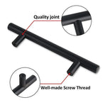 Silver Kitchen Cabinet Door Handles Matte Black Stainless Steel Door Drawer Pull T Bar - 100mm/64mm