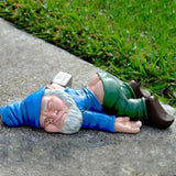 Funny Drunk Dwarf Garden Gnome Decor Yard Patio Ornament Rude Passed Out Statue - Side View