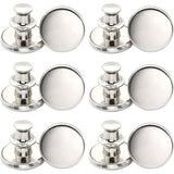 8X Button Pins For Jeans Pants No Sew Instant Adjustable Jean Button Replacement - 6sets Silver Button Pins