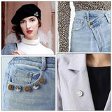 8X Button Pins For Jeans Pants No Sew Instant Adjustable Jean Button Replacement - 6sets Silver Button Pins