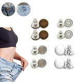8X Button Pins For Jeans Pants No Sew Instant Adjustable Jean Button Replacement - 6sets Silver Button Pins