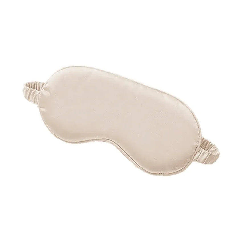Pure Soft Silk Eyeshade Blindfold Sleep Eye Mask Cover Light Shade Travel Relax - Beige