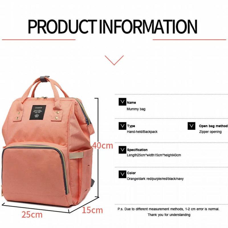 Luxury Multifunctional Diaper Nappy Backpack Maternity Mummy Changing Bag - Pink Gray