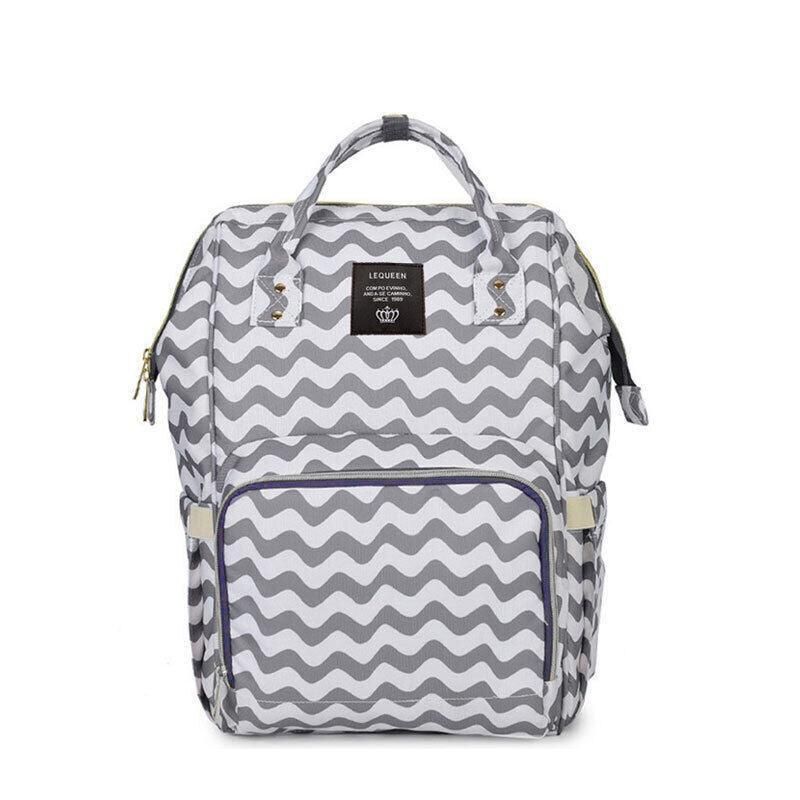 Luxury Multifunctional Diaper Nappy Backpack Maternity Mummy Changing Bag - Wavy Grain