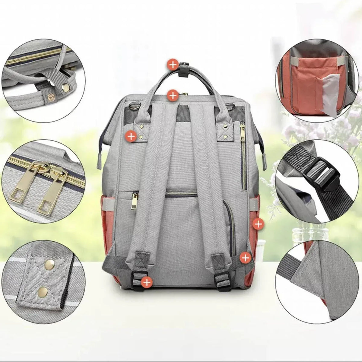Luxury Multifunctional Diaper Nappy Backpack Maternity Mummy Changing Bag - Wavy Grain