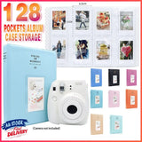 128 Pockets Album Case Storage For Polaroid Photo FujiFilm Camera Film - Lake Blue - Front View