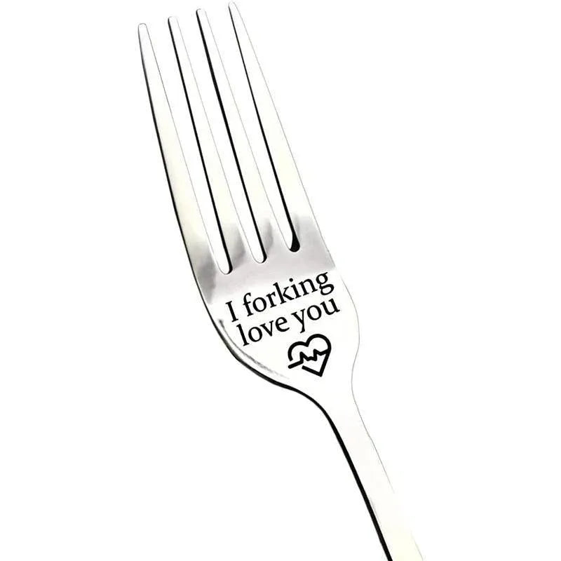 Engraved Stainless Steel Fork with Gift Box Love Message Utensil for Couples Present - A.I forking love you