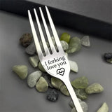 Engraved Stainless Steel Fork with Gift Box Love Message Utensil for Couples Present - A.I forking love you - Top-Down View