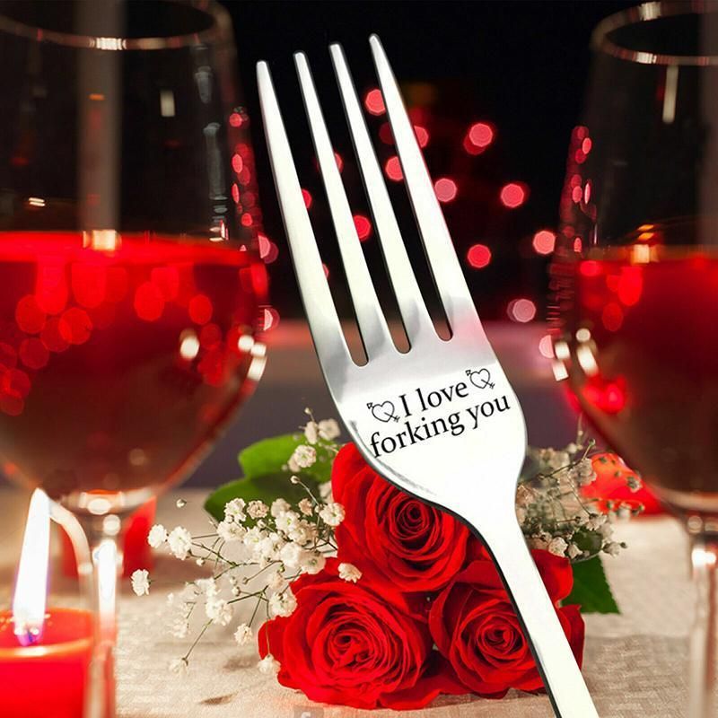 Engraved Stainless Steel Fork with Gift Box Love Message Utensil for Couples Present - A.I forking love you