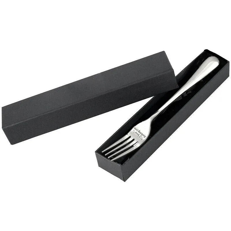 Engraved Stainless Steel Fork with Gift Box Love Message Utensil for Couples Present - B.I love forking you