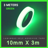1cm x 3m Glow in the Dark Self-Adhesive Tape Fluorescent Decorative Strip - Green 1cm*3m