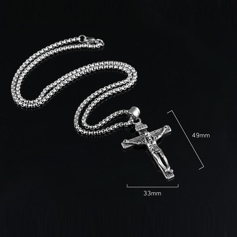 Men Stainless Steel Gold Silver Black Jesus Crucifix Pendant Chain Necklace Gold&Black - only pendant