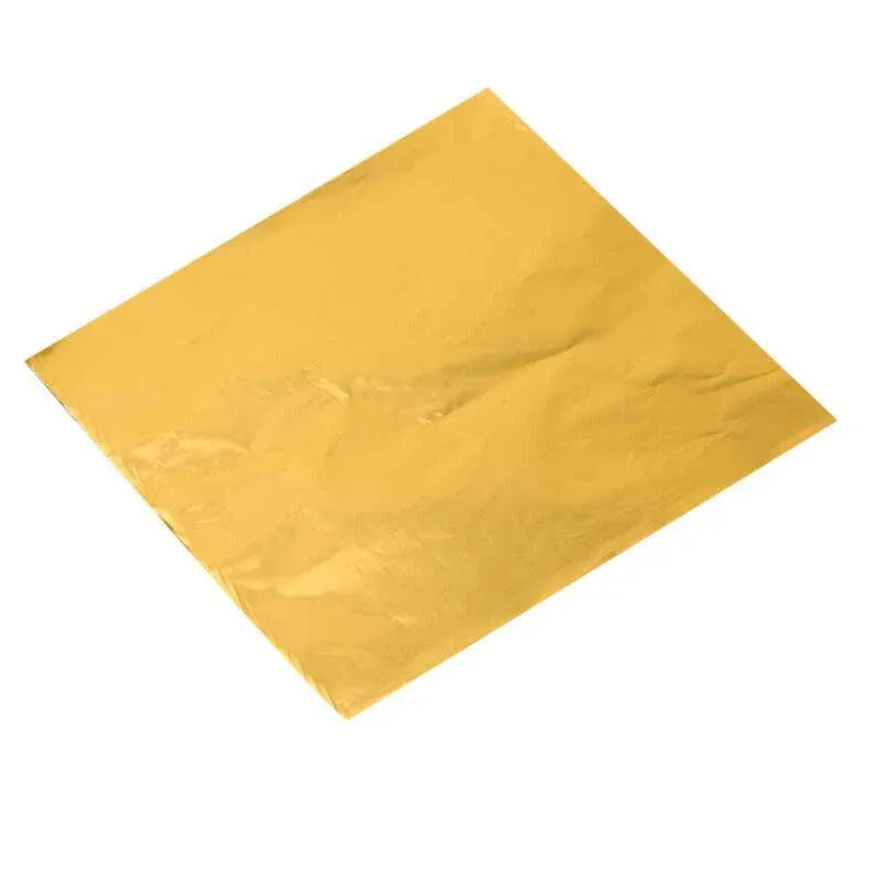 100Pcs Aluminium Foil Chocolate Wrappers 20cm Squares - Gold/Gloss